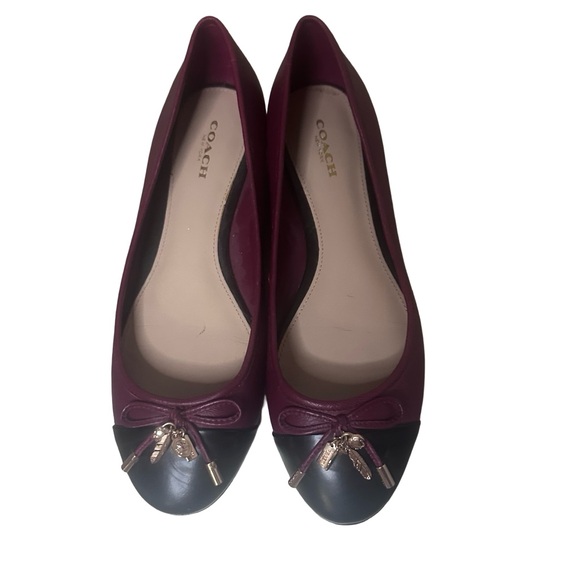 Coach Noella Nappa Leather Two-Tone Charm Embellished Ballet Flats Sz 7.5 - Picture 3 of 10